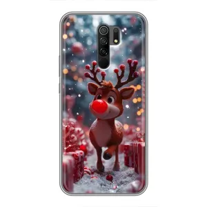 Яркий чехол для Xiaomi Redmi 9 с Зимними Оленятами (Олень среди подарков)