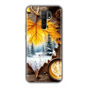 Чехол с уникальным дизайном «Осень с кофе» для Xiaomi Redmi 9 (Осенне-зимний кофе)