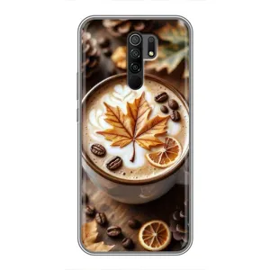 Чехол с уникальным дизайном «Осень с кофе» для Xiaomi Redmi 9 (Пряный кофе)