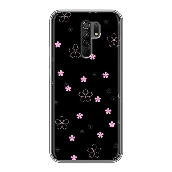Чехол с принтом «Розовые цветы на черном» для Xiaomi Redmi 9