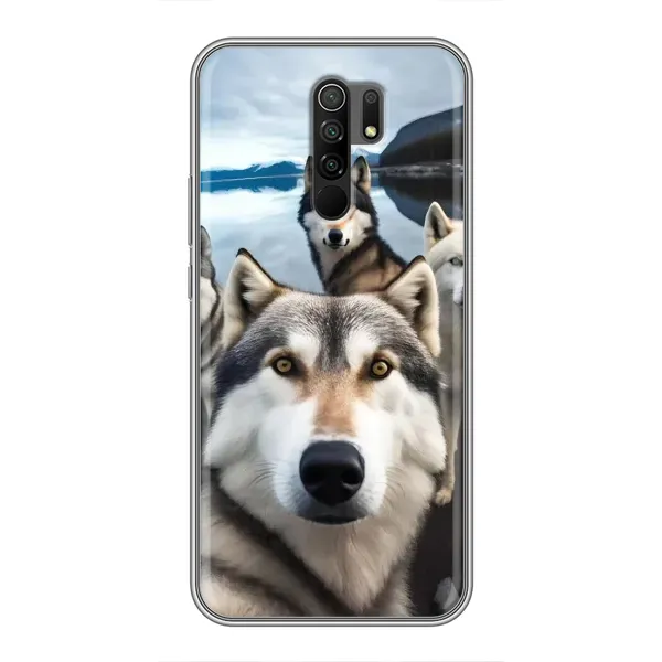 Чехол с принтом «Селфи ХАски» для Xiaomi Redmi 9 Чехол с принтом «Селфи ХАски» для Xiaomi Redmi 9