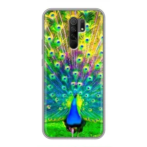 Чехол с птицами на Xiaomi Redmi 9 (VPrint) (Яркий Павлин)