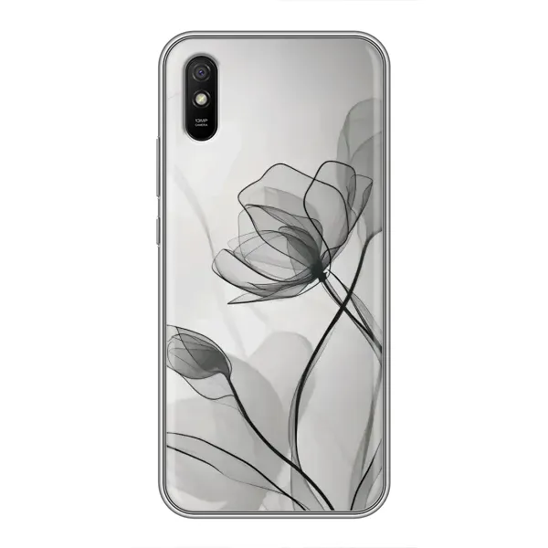 Чехол с принтом «Черные цветы» для Xiaomi Redmi 9A
