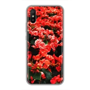 Чохли з квітами для Xiaomi Redmi 9A (VPrint) (Квіти червоні)