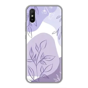 Силконовий чохол з принтом в квітах на Xiaomi Redmi 9A (Фіолетове листя абстракція)