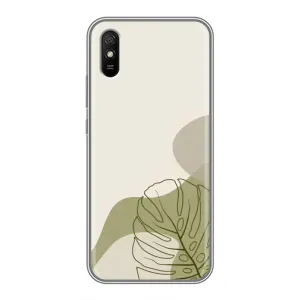 Силконовий чохол з принтом в квітах на Xiaomi Redmi 9A (Зелена монстера дизайн)