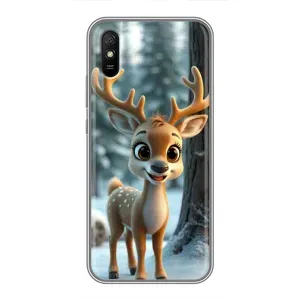 Яскравий чохол для Xiaomi Redmi 9A з Зимові Оленята (Оленятко в лісі)