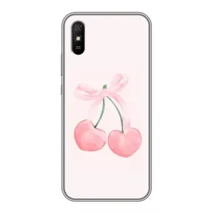 Чехол с розовым рисунком для Xiaomi Redmi 9A (Розовые вишни)