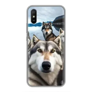 Чехол с Хаски для Xiaomi Redmi 9A - (AlphaPrint) (Селфи ХАски)