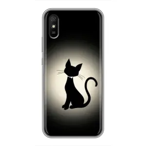Чехол с принтом для Xiaomi Redmi 9A (AlphaPrint) Модные коты (Силуэт котика)