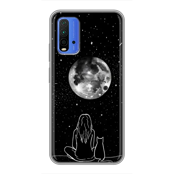 Чохол з принтом «Дівчина з котом» для Xiaomi Redmi 9T