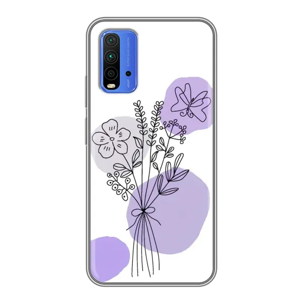 Чохол з принтом «Букет фіолетова абстракція» для Xiaomi Redmi 9T