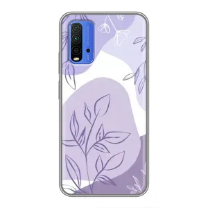 Силконовий чохол з принтом в квітах на Xiaomi Redmi 9T (Фіолетове листя абстракція)