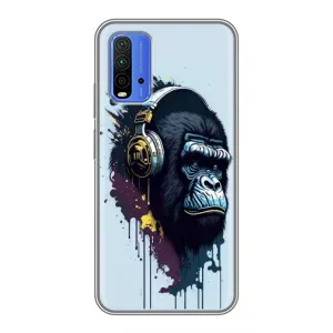 Чохол з Мавпами Xiaomi Redmi 9T - (AlphaPrint) (Горила в навушниках)