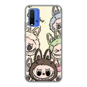 Чехол с Лабубу на Xiaomi Redmi 9T (Золотая обезьяна Bored Ape)