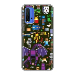 Чохол Майнкрафт на Xiaomi Redmi 9T (AlphaPrint) Minecraft (Колаж Майнкрафт)