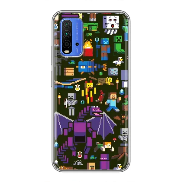 Чехол с принтом «Коллаж Майнкрафт» для Xiaomi Redmi 9T Чехол с принтом «Коллаж Майнкрафт» для Xiaomi Redmi 9T