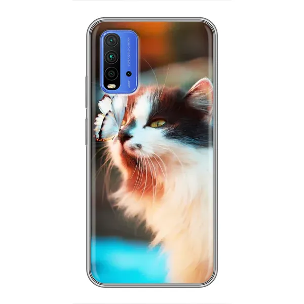 Чохол з принтом «Котик з метеликом» для Xiaomi Redmi 9T
