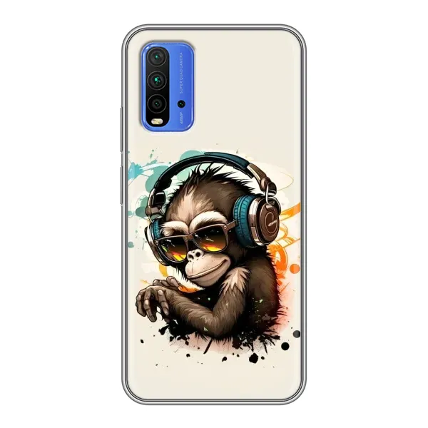 Чохол з принтом «Макака в навушниках» для Xiaomi Redmi 9T