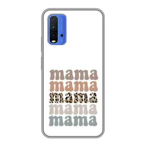 Чехлы для мамы на Xiaomi Redmi 9T (Текстовый коллаж мама)