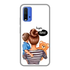 Чохол з друком для Xiaomi Redmi 9T - (Мама з дитинкою) (AlphaPrint) (Мама з синочком)