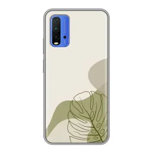 Силконовий чохол з принтом в квітах на Xiaomi Redmi 9T (Зелена монстера дизайн)