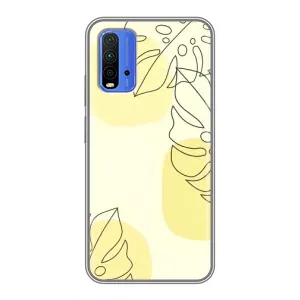 Силконовий чохол з принтом в квітах на Xiaomi Redmi 9T (Жовта монстера арт)