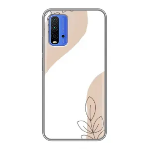 Силконовий чохол з принтом в квітах на Xiaomi Redmi 9T (Нюдова гілочка абстракція)