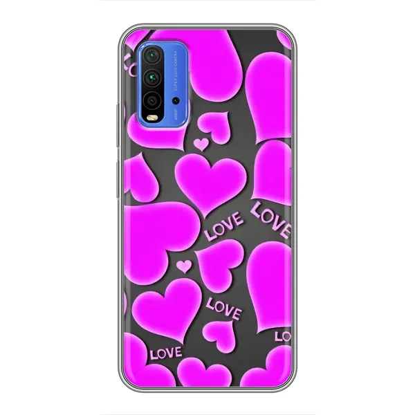 Чохол з принтом «Pink hearts» для Xiaomi Redmi 9T