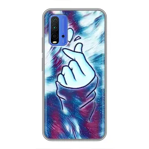 Чохол з принтом для Xiaomi Redmi 9T (AlphaPrint - Знак сердечка) (Радужне серце)