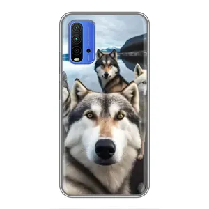 Чохол з Хаскі Xiaomi Redmi 9T - (AlphaPrint) (Селфі Хаскі)