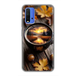 Чохол з унікальним дизайном 'Осінь з кавою' для Xiaomi Redmi 9T (Темна кава)