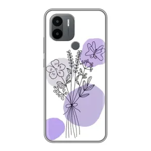 Силконовий чохол з принтом в квітах на Xiaomi Redmi A1 Plus (Букет фіолетова абстракція)