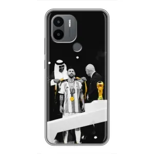 Чехлы для Xiaomi Redmi A1 Plus (Leo чемпион) (AlphaPrint) (Месси в накидке)