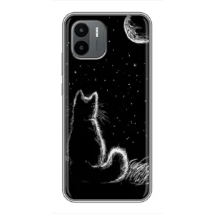 Чехол с принтом для Xiaomi Redmi A2 (AlphaPrint) Модные коты (Котик и луна)