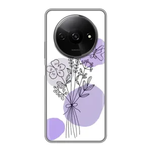 Силиконовый чехол с принтом в цветах на Xiaomi Redmi A3 (Букет фиолетовая абстракция)