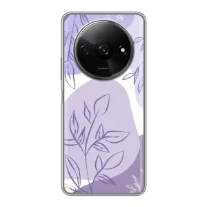 Силиконовый чехол с принтом в цветах на Xiaomi Redmi A3 (Фиолетовые листья абстракция)