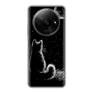 Чехол с принтом для Xiaomi Redmi A3 (AlphaPrint) Модные коты (Котик и луна)