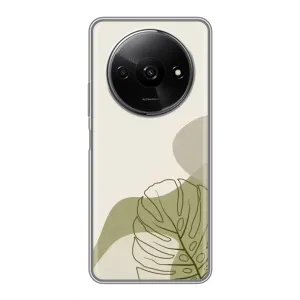 Силиконовый чехол с принтом в цветах на Xiaomi Redmi A3x (Зеленая монстера дизайн)