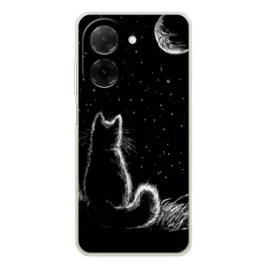 Чохол з принтом для Xiaomi Redmi A5 (AlphaPrint) Модні коти (Котик і місяць)