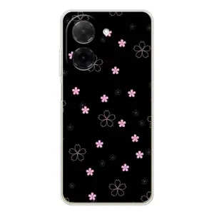 Чохол з розовим принтом для Xiaomi Redmi A5 (Рожеві квіти на чорному)