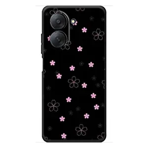 Чехол с розовым рисунком для Xiaomi Redmi A7 (Розовые цветы на черном)
