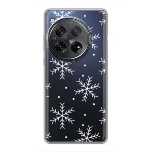 Зимні Чохли для Шіаомі Редмі K80 Pro - прозорий фон (Білі сніжинки)