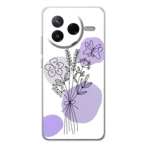 Силиконовый чехол с принтом в цветах на Xiaomi Redmi K80 Ultra (Букет фиолетовая абстракция)