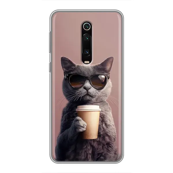 Чехол с принтом «Кот с кофе» для Xiaomi Mi 9T Pro