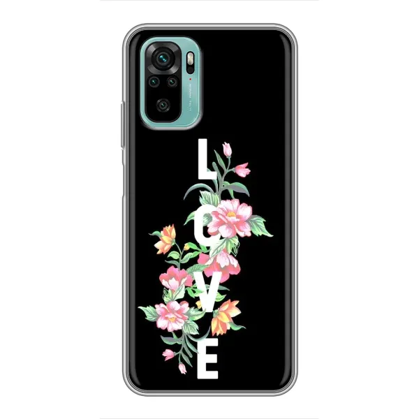 Чохол з принтом «Квіти LOVE» для Xiaomi Redmi Note 10 5G