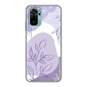 Силконовий чохол з принтом в квітах на Xiaomi Redmi Note 10 5G (Фіолетове листя абстракція)