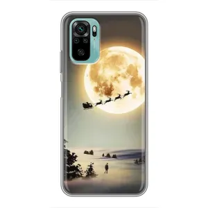 Новорічні, Святкові Чохли для Xiaomi Redmi Note 10 5G - 2024 год (Санта на місяці)