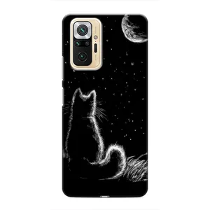 Чохол з принтом для Xiaomi Redmi Note 10 Pro (AlphaPrint) Модні коти (Котик і місяць)