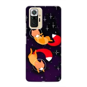Чехлы с картинкой Лисички для Xiaomi Redmi Note 10 Pro (VPrint) (Лисички космонавты)